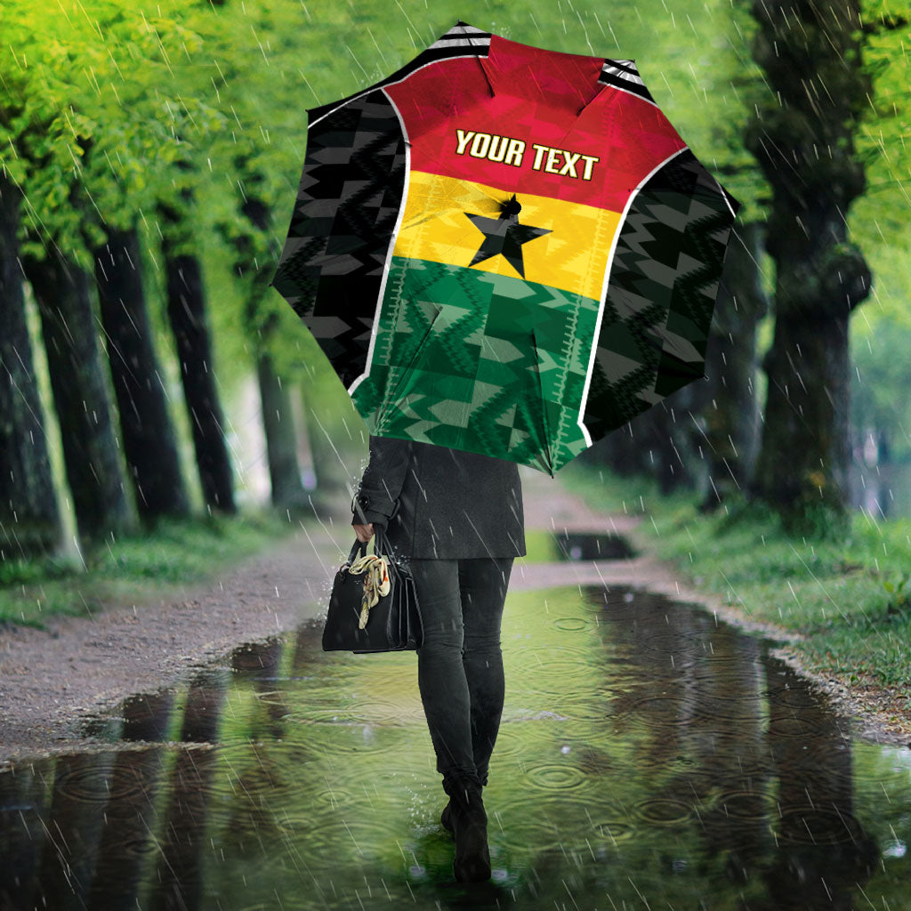 Ghana Football Custom Umbrella Go Black Queens Kente Pattern