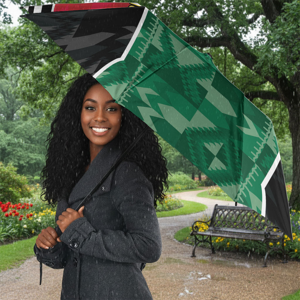 Ghana Football Custom Umbrella Go Black Queens Kente Pattern