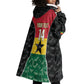 Ghana Football Custom Wearable Blanket Hoodie Go Black Queens Kente Pattern