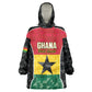 Ghana Football Custom Wearable Blanket Hoodie Go Black Queens Kente Pattern