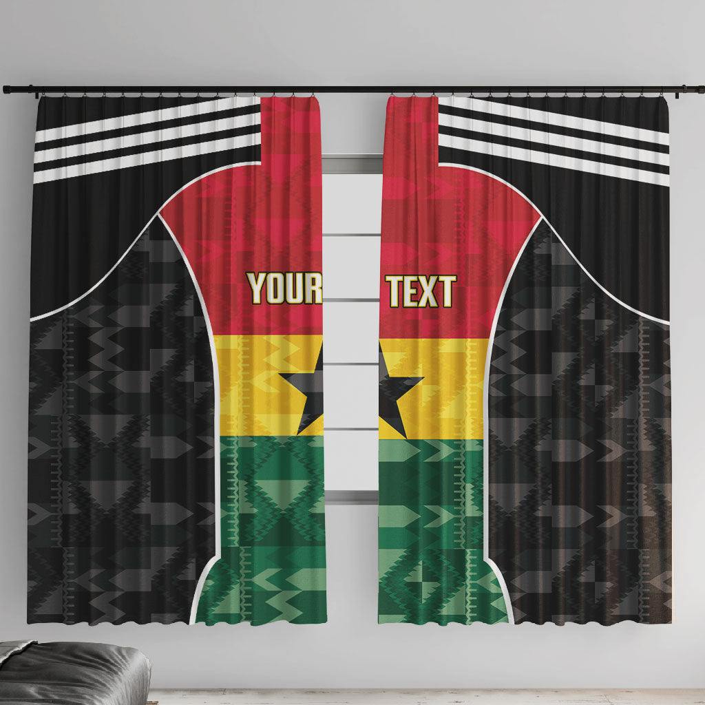 Ghana Football Custom Window Curtain Go Black Queens Kente Pattern