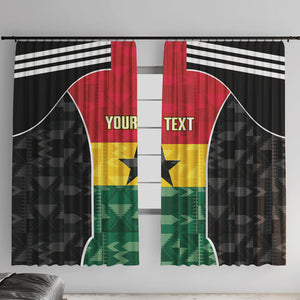 Ghana Football Custom Window Curtain Go Black Queens Kente Pattern