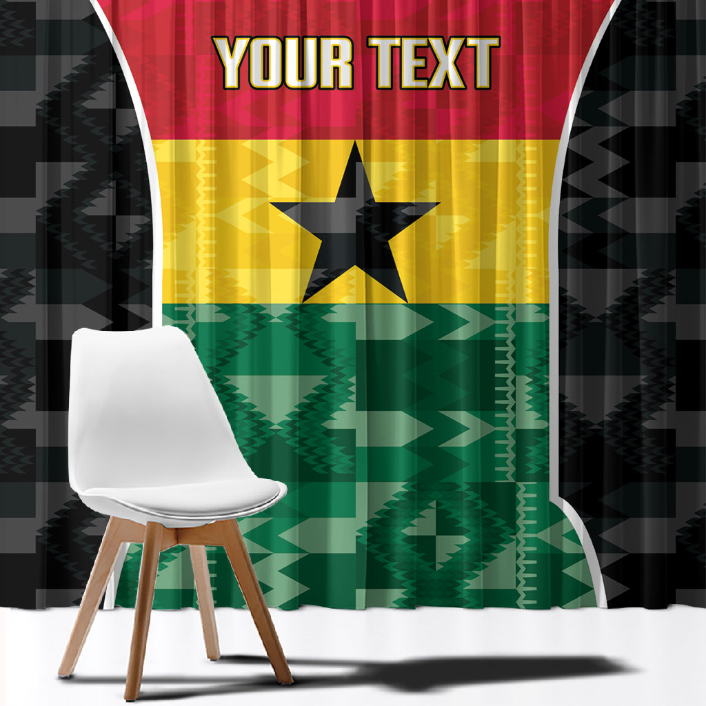 Ghana Football Custom Window Curtain Go Black Queens Kente Pattern