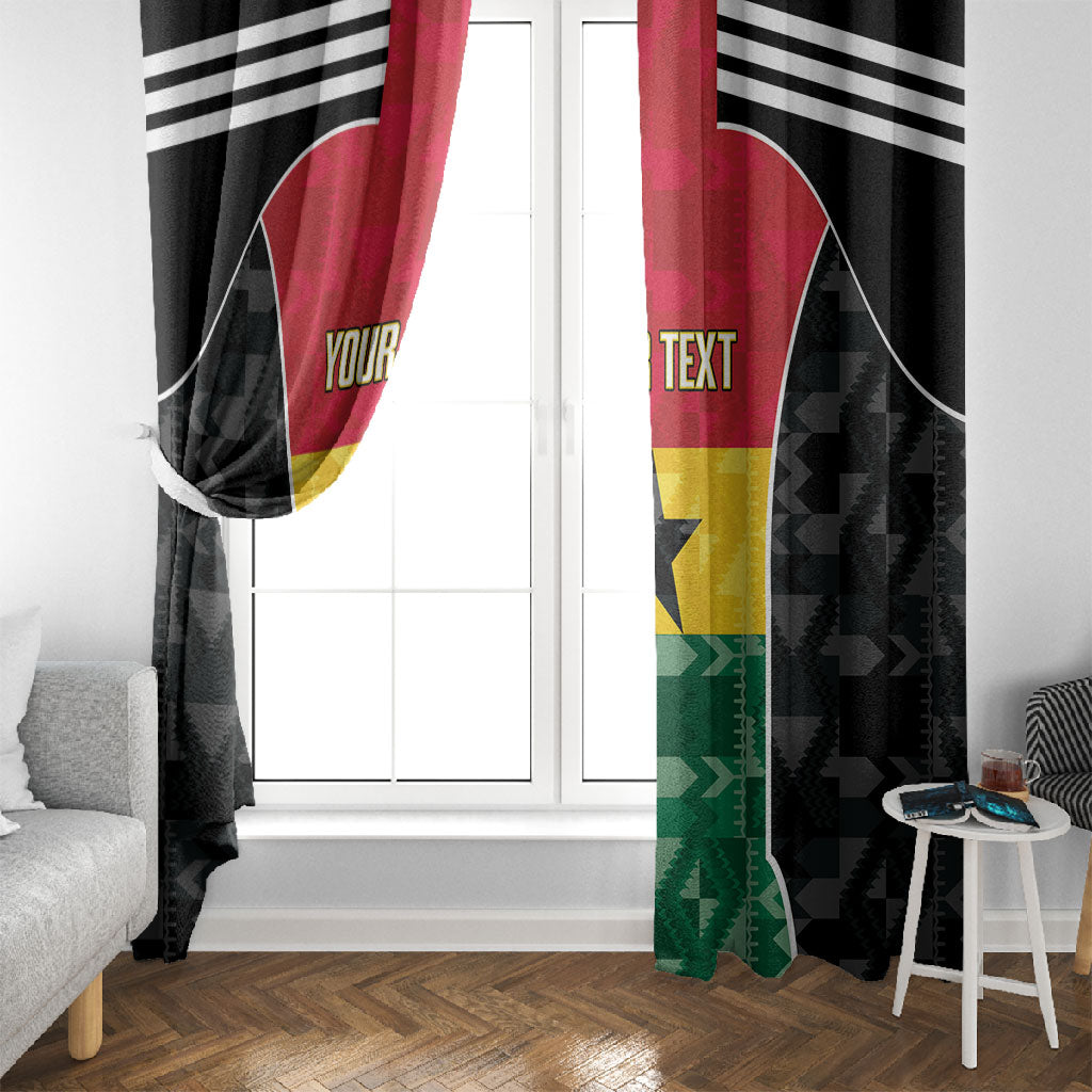Ghana Football Custom Window Curtain Go Black Queens Kente Pattern