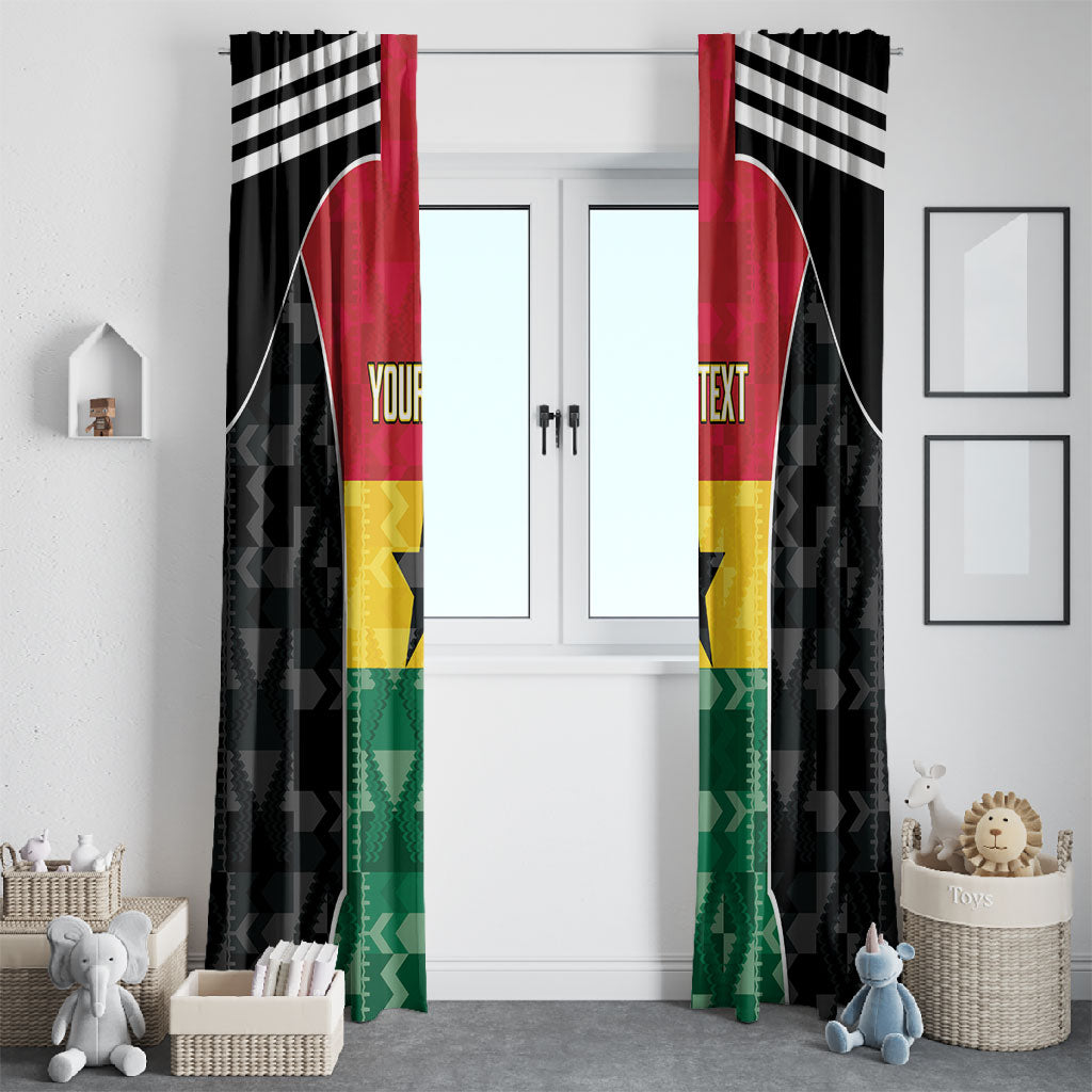 Ghana Football Custom Window Curtain Go Black Queens Kente Pattern