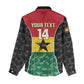 Ghana Football Custom Women Casual Shirt Go Black Queens Kente Pattern