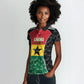 Ghana Football Custom Women Polo Shirt Go Black Queens Kente Pattern