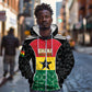 Ghana Football Custom Zip Hoodie Go Black Queens Kente Pattern