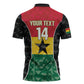Ghana Football Custom Zipper Polo Shirt Go Black Queens Kente Pattern
