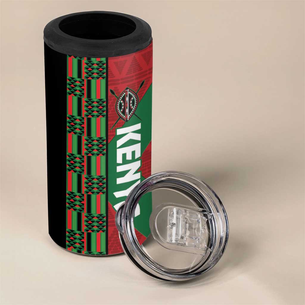 Afro Kenya Rugby Custom 4 in 1 Can Cooler Tumbler Go Lionesses - African Pattern