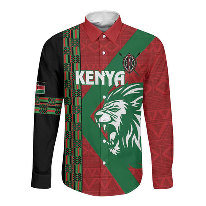 Afro Kenya Rugby Custom Long Sleeve Button Shirt Go Lionesses - African Pattern