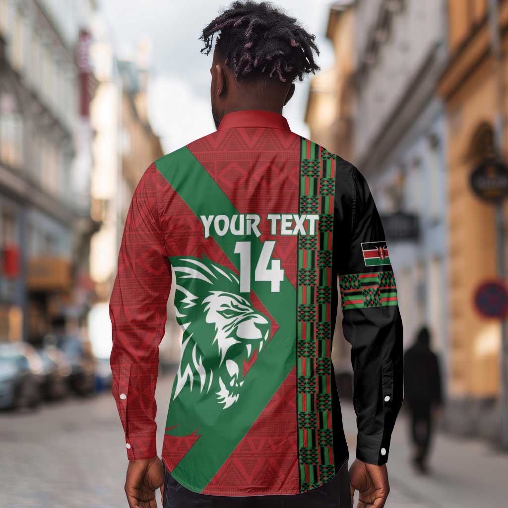 Afro Kenya Rugby Custom Long Sleeve Button Shirt Go Lionesses - African Pattern