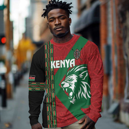 Afro Kenya Rugby Custom Long Sleeve Shirt Go Lionesses - African Pattern