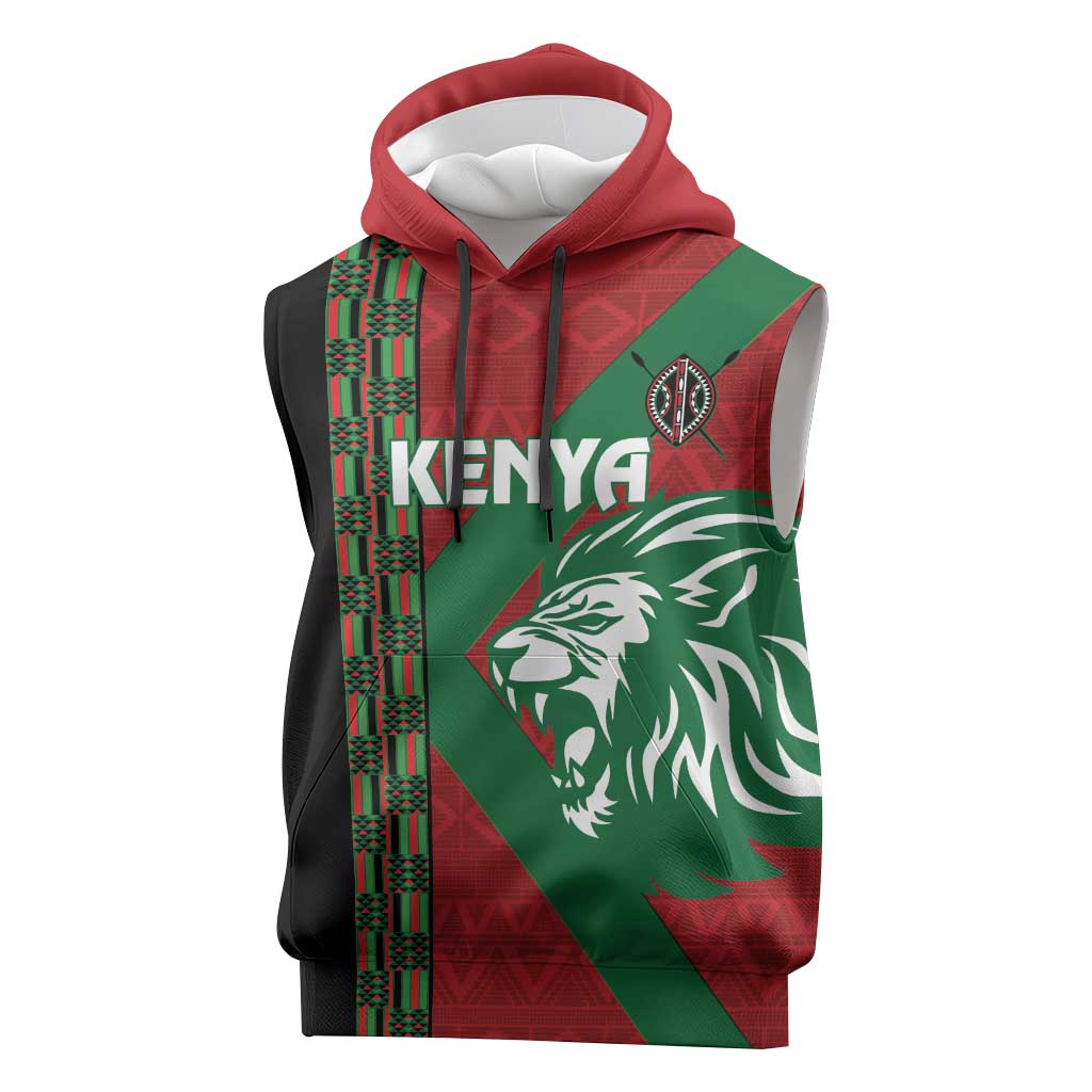 Afro Kenya Rugby Custom Sleeveless Hoodie Go Lionesses - African Pattern - African Pride