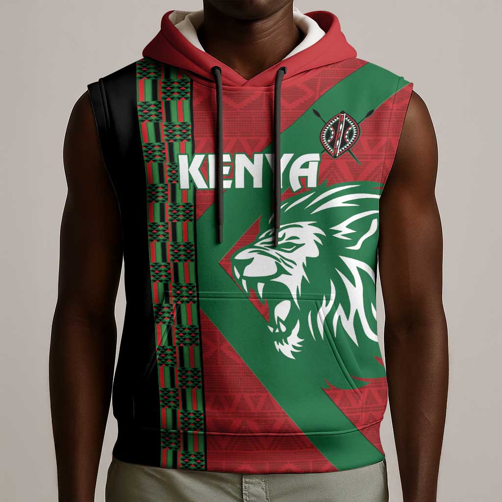 Afro Kenya Rugby Custom Sleeveless Hoodie Go Lionesses - African Pattern - African Pride