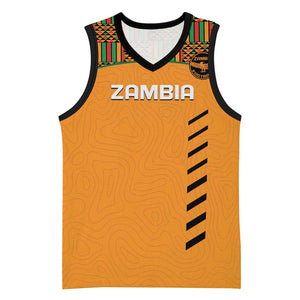 Custom Zambia Football Basketball Jersey Copper Queens Kente Pattern - African Pride