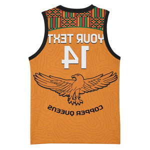 Custom Zambia Football Basketball Jersey Copper Queens Kente Pattern - African Pride