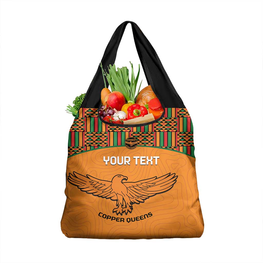 Custom Zambia Football Grocery Bag Copper Queens Kente Pattern