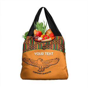 Custom Zambia Football Grocery Bag Copper Queens Kente Pattern