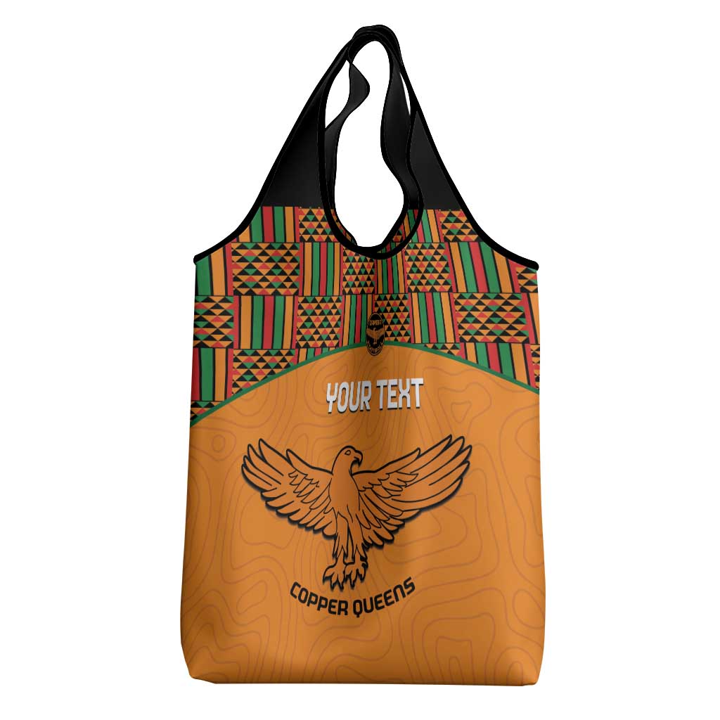Custom Zambia Football Grocery Bag Copper Queens Kente Pattern