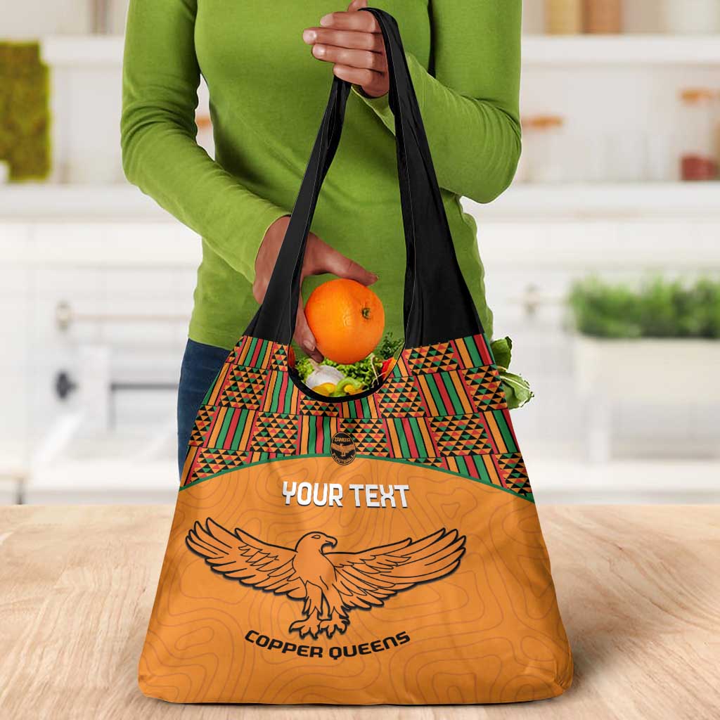 Custom Zambia Football Grocery Bag Copper Queens Kente Pattern