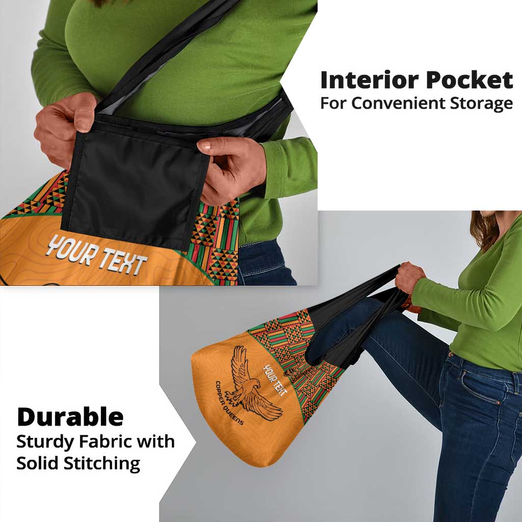 Custom Zambia Football Grocery Bag Copper Queens Kente Pattern