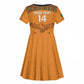 Custom Zambia Football Kid Short Sleeve Dress Copper Queens Kente Pattern