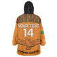 Custom Zambia Football KId Wearable Blanket Hoodie Copper Queens Kente Pattern
