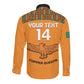 Custom Zambia Football Long Sleeve Button Shirt Copper Queens Kente Pattern