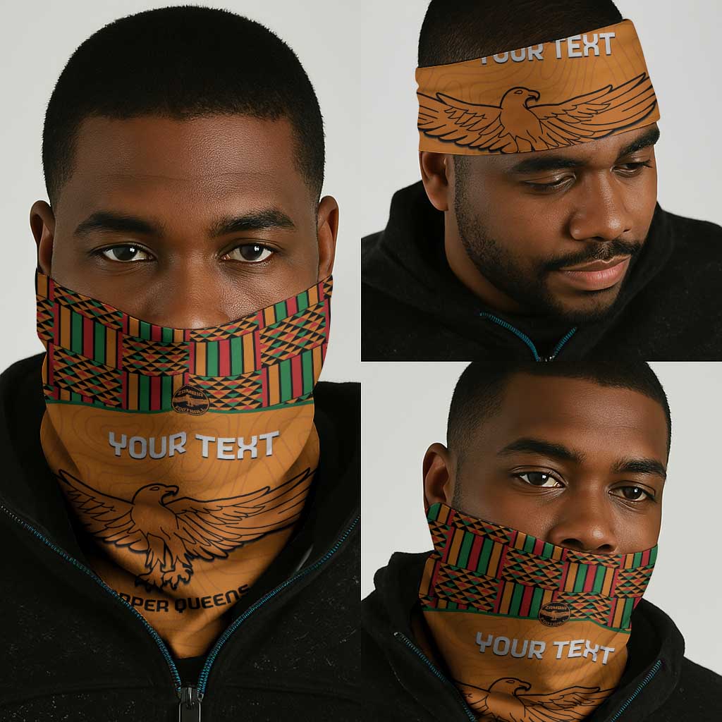 Zambia Football Neck Gaiter Copper Queens Kente Pattern - African Pride