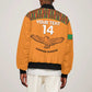 Custom Zambia Football Sleeve Zip Bomber Jacket Copper Queens Kente Pattern