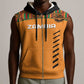 Custom Zambia Football Sleeveless Zip Hoodie Copper Queens Kente Pattern - African Pride