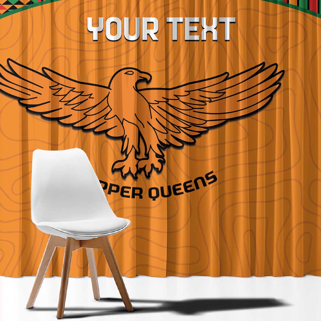 Custom Zambia Football Window Curtain Copper Queens Kente Pattern
