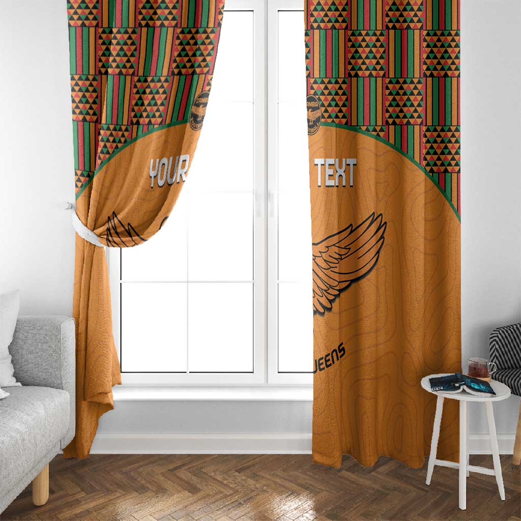 Custom Zambia Football Window Curtain Copper Queens Kente Pattern