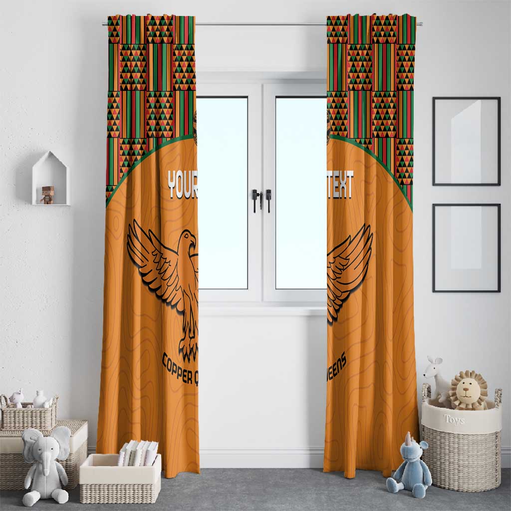 Custom Zambia Football Window Curtain Copper Queens Kente Pattern