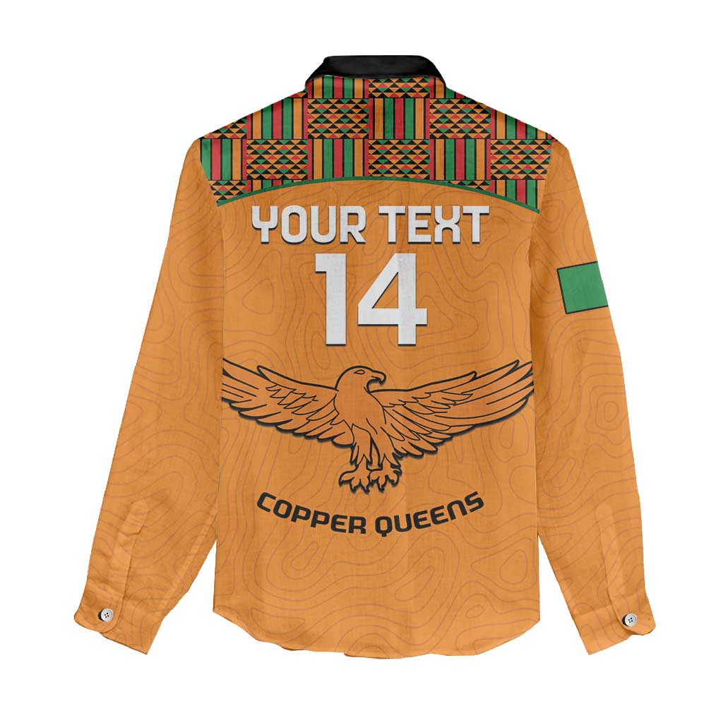 Custom Zambia Football Women Casual Shirt Copper Queens Kente Pattern LT14