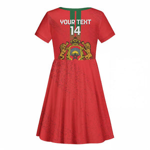 Custom Morocco Football Kid Short Sleeve Dress Go Lionesses of Atlas