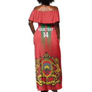 Custom Morocco Football Off Shoulder Maxi Dress Go Lionesses of Atlas