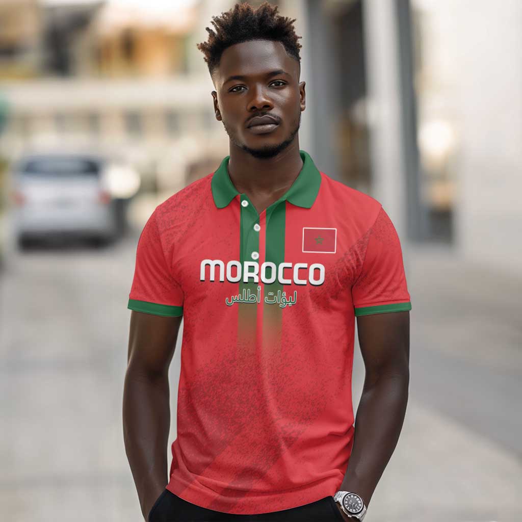 Custom Morocco Football Polo Shirt Go Lionesses of Atlas