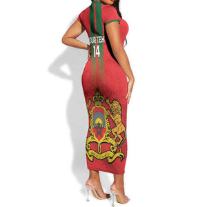 Custom Morocco Football Short Sleeve Bodycon Dress Go Lionesses of Atlas LT14