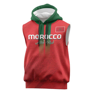 Custom Morocco Football Sleeveless Hoodie Go Lionesses of Atlas - African Pride