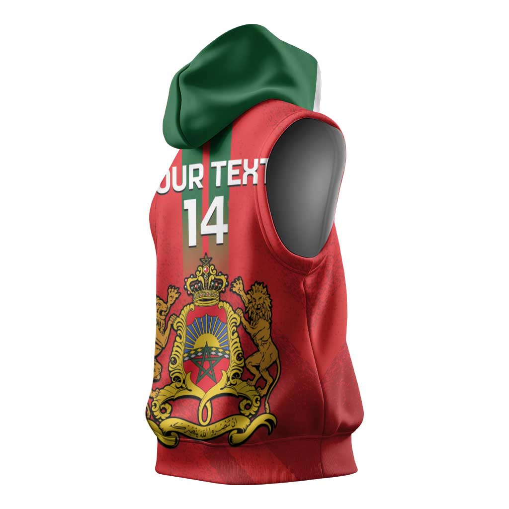 Custom Morocco Football Sleeveless Hoodie Go Lionesses of Atlas - African Pride