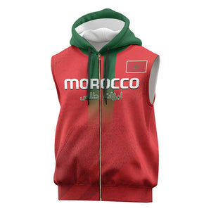 Custom Morocco Football Sleeveless Zip Hoodie Go Lionesses of Atlas - African Pride