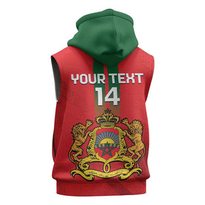 Custom Morocco Football Sleeveless Zip Hoodie Go Lionesses of Atlas - African Pride