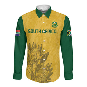 Custom South Africa Soccer Long Sleeve Button Shirt Go Banyana Banyana Proteas