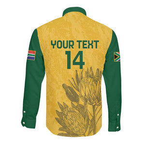 Custom South Africa Soccer Long Sleeve Button Shirt Go Banyana Banyana Proteas