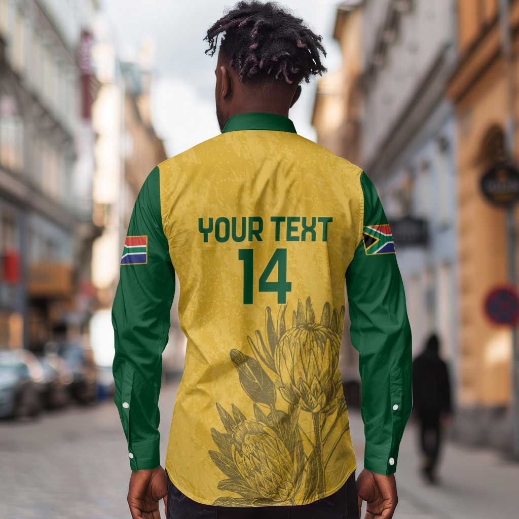 Custom South Africa Soccer Long Sleeve Button Shirt Go Banyana Banyana Proteas