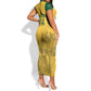 Custom South Africa Soccer Short Sleeve Bodycon Dress Go Banyana Banyana Proteas LT14