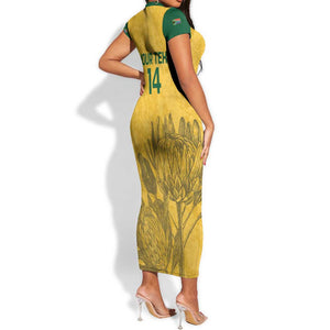 Custom South Africa Soccer Short Sleeve Bodycon Dress Go Banyana Banyana Proteas LT14