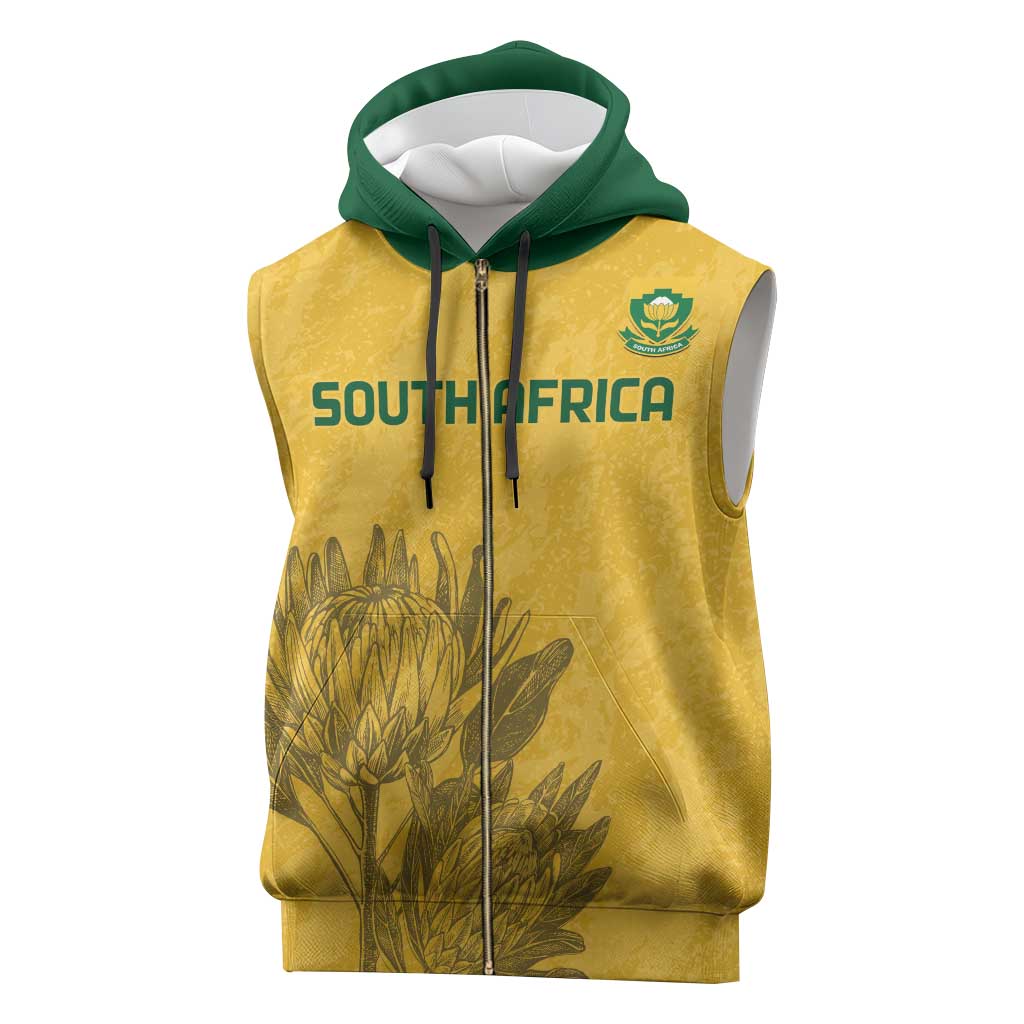 Custom South Africa Soccer Sleeveless Zip Hoodie Go Banyana Banyana Proteas - African Pride